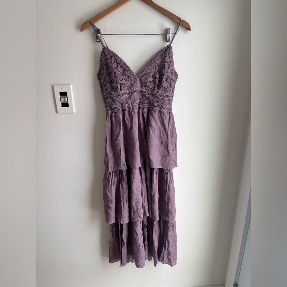 REBELLION Tiered Ruffle Smocked Back Sundress Size Small Purple